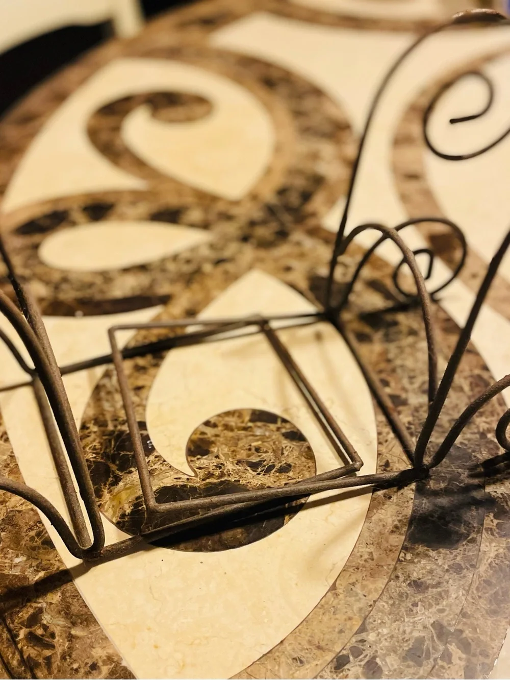 Elegant Pottery Barn metal wine rack (six bottles) & matching book ends.